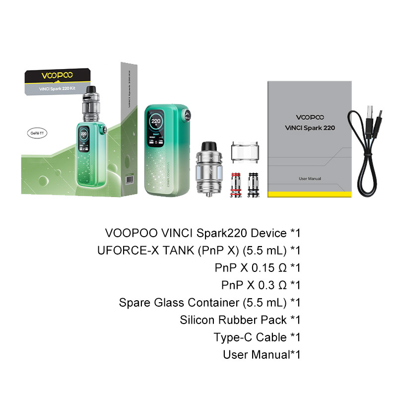 VOOPOO VINCI Spark220 Box Mod Kit with Uforce-X Tank 6.5ml VOOPOO VINCI Spark220 Box Mod Kit with Uforce-X Tank 6.5ml