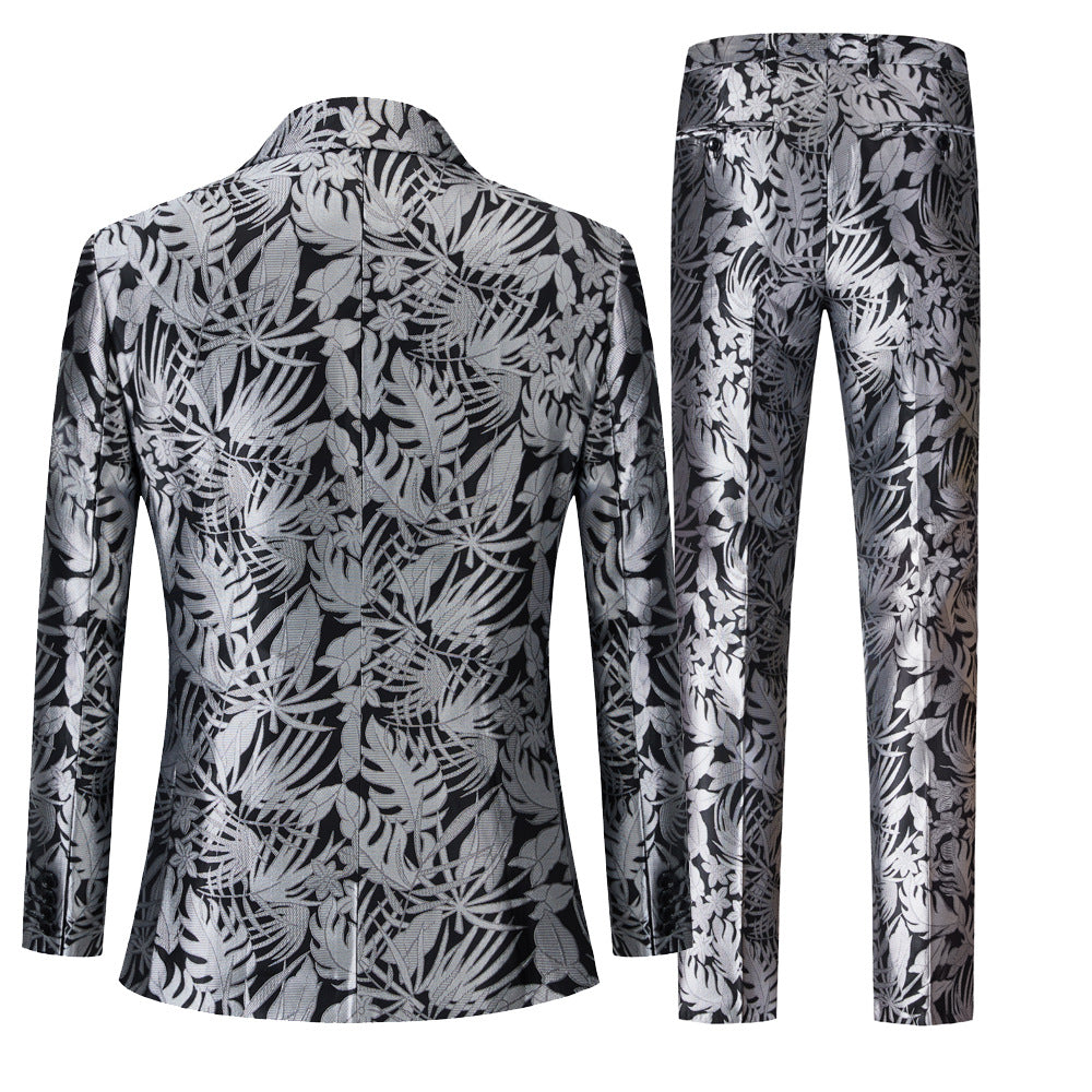 Silver Botanical Jacquard Suit S8562-DOOHOOB