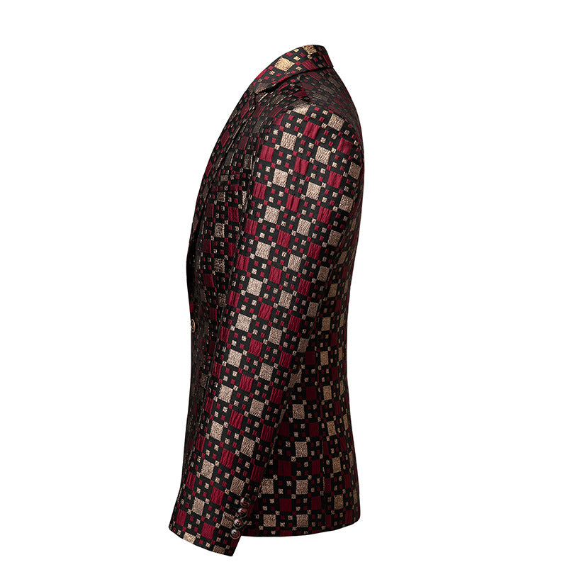 Embroidered Elegance Plaid Blazer  S8540-DOOHOOB