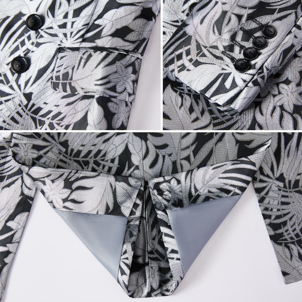 Silver Botanical Jacquard Suit S8562-DOOHOOB