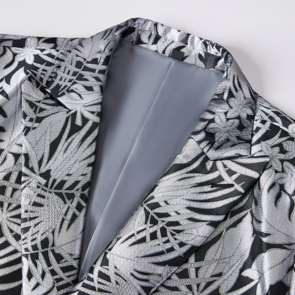 Silver Botanical Jacquard Suit S8562-DOOHOOB