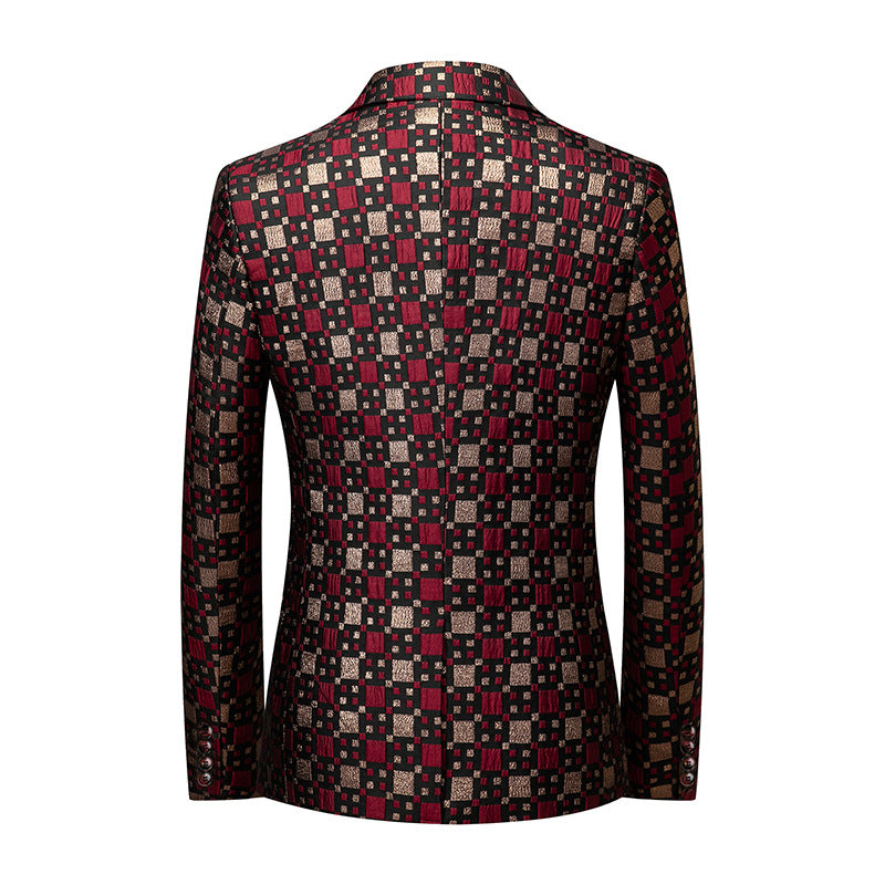 Embroidered Elegance Plaid Blazer  S8540-DOOHOOB