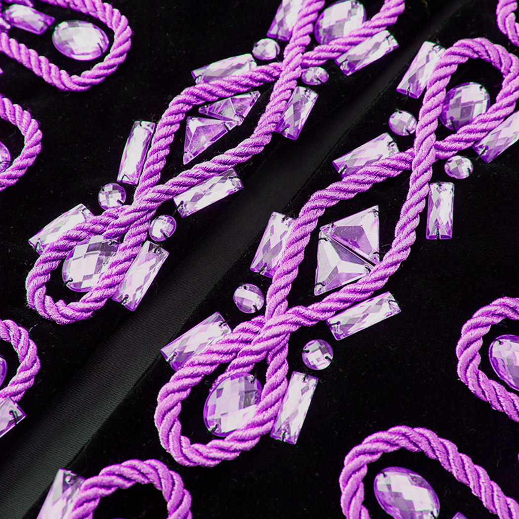 Purple Velvet Band Collar Blazer S8593