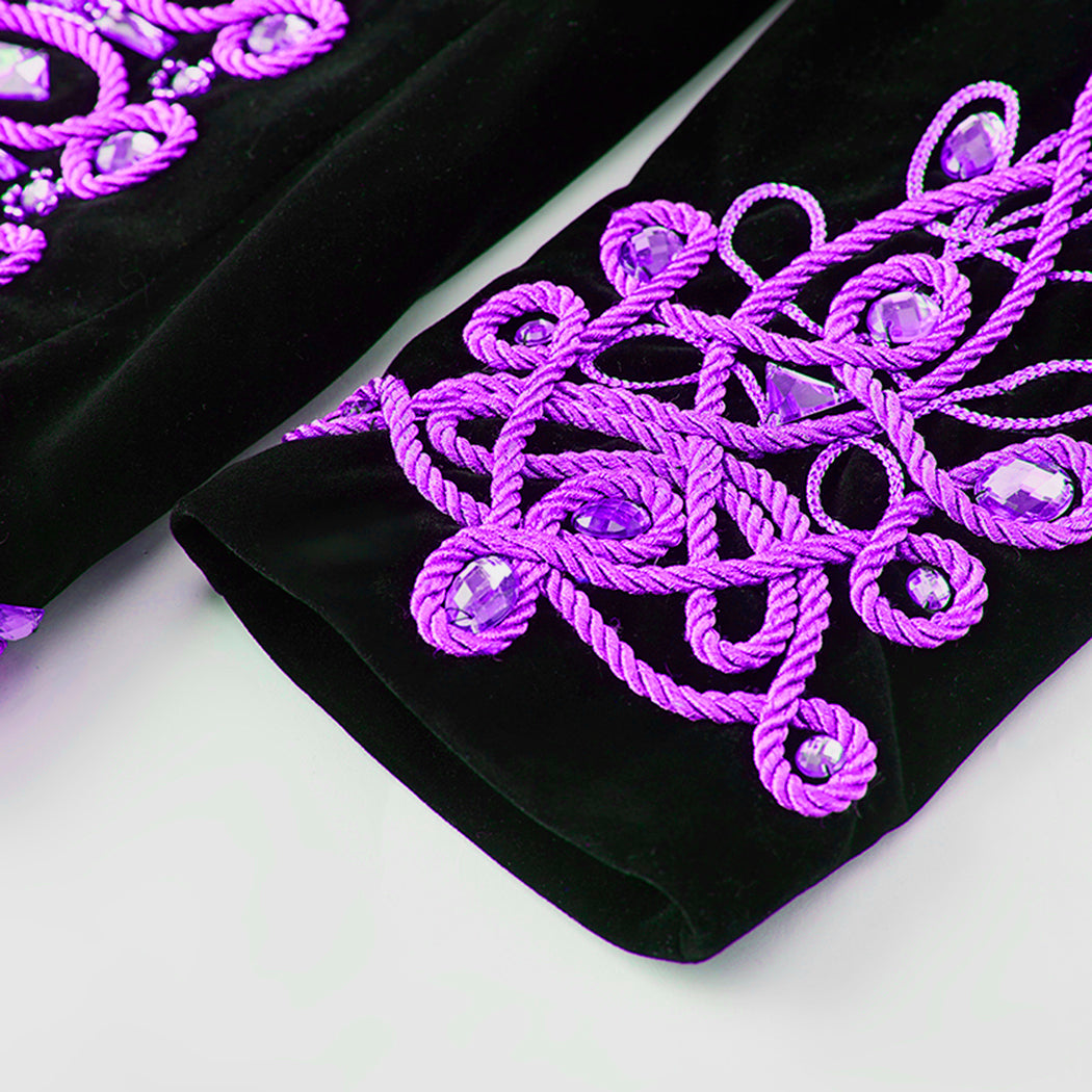 Purple Velvet Band Collar Blazer S8593