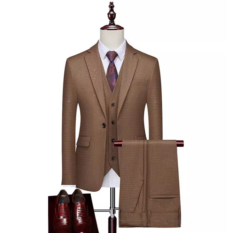 Sparkling Plaid 3-Piece Suit S8511-1-DOOHOOB