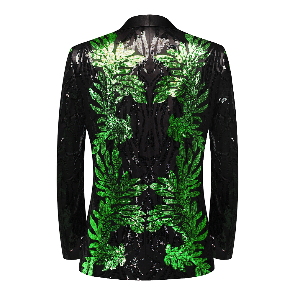 Sequin Green Leaves Embroidery Suit S8325-DOOHOOB