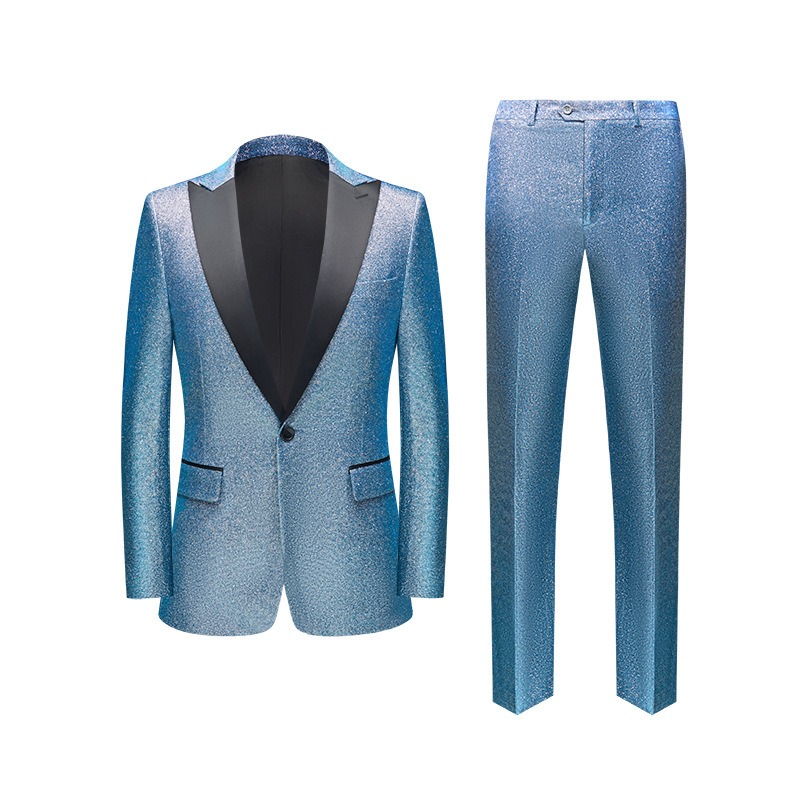 Blue Sequin 2 Piece Color Suit S8599