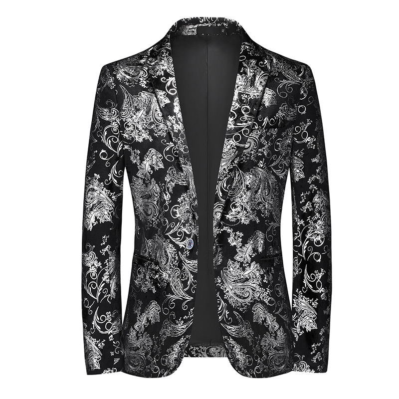 Regal Silver Paisley Print Blazer S8531-1-DOOHOOB