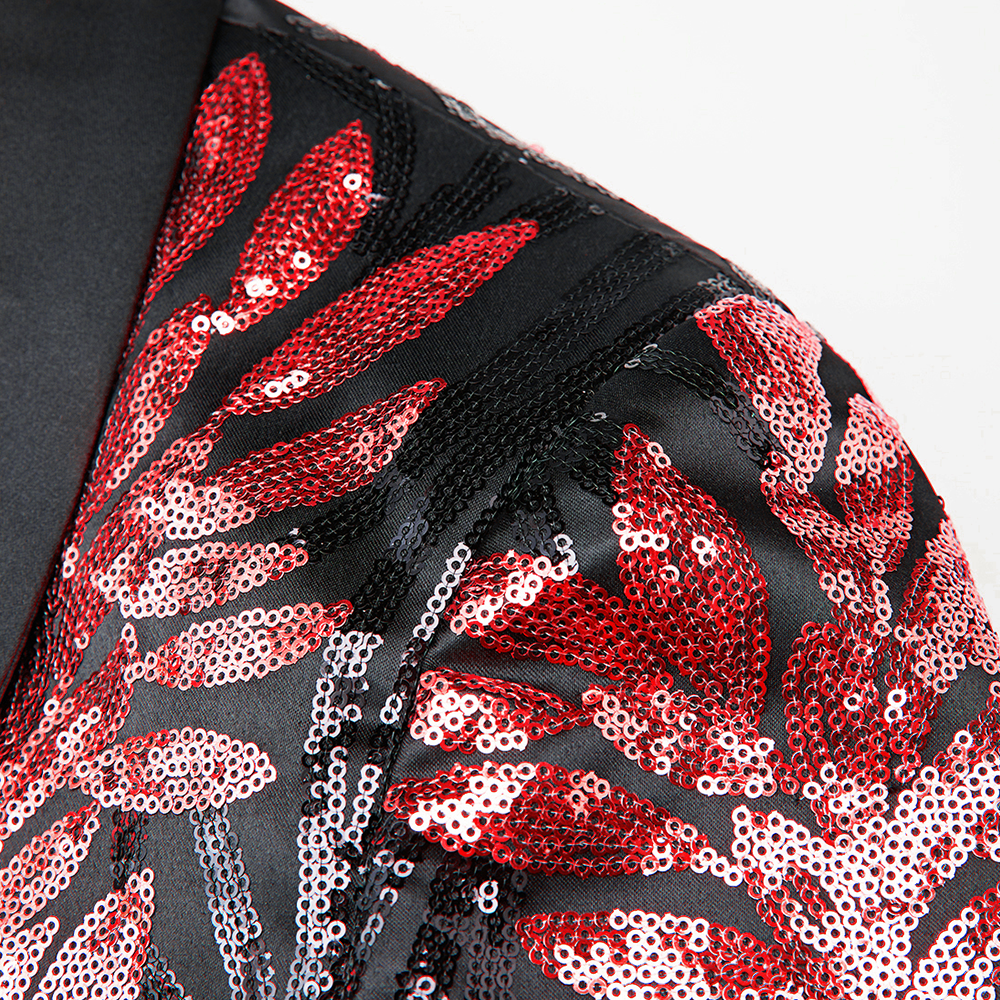 Sequin Red Leaves Embroidery Suit S8324-DOOHOOB