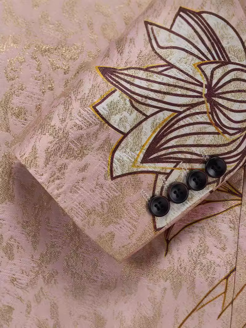 Blush Pink Floral Jacquard Blazer S8510-DOOHOOB