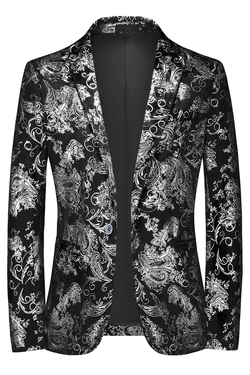 Paisley_Black_Silver_Men_Blazer_S8667_Formal_Business_Special_Events_DOOHOOB