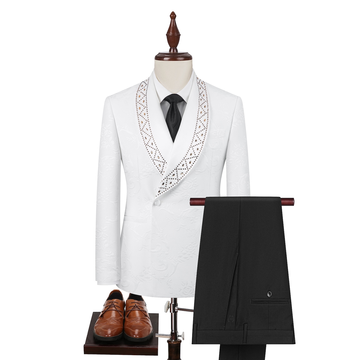 Black Jacquard Suit S8637