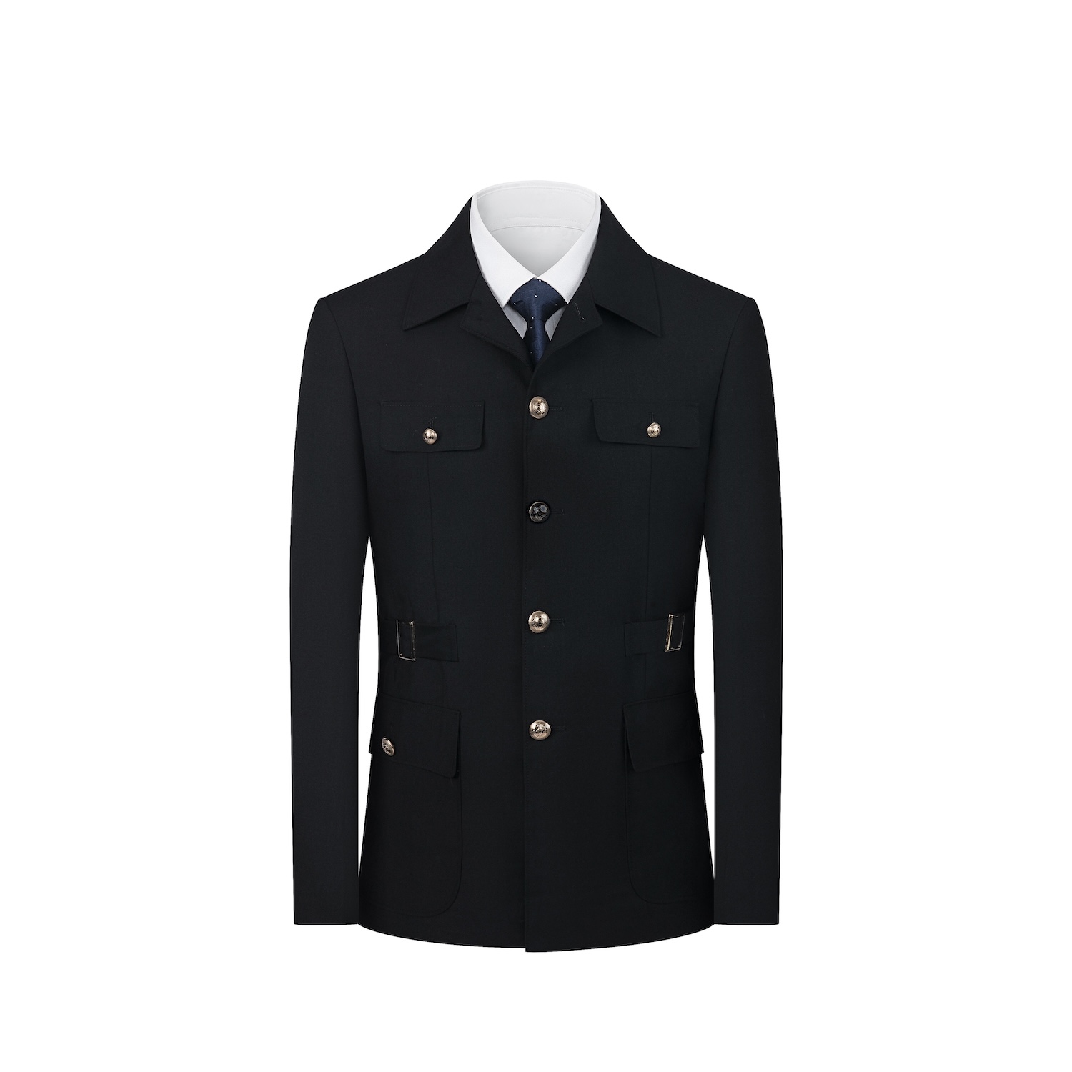 Black Multi-pocket Suit S8641