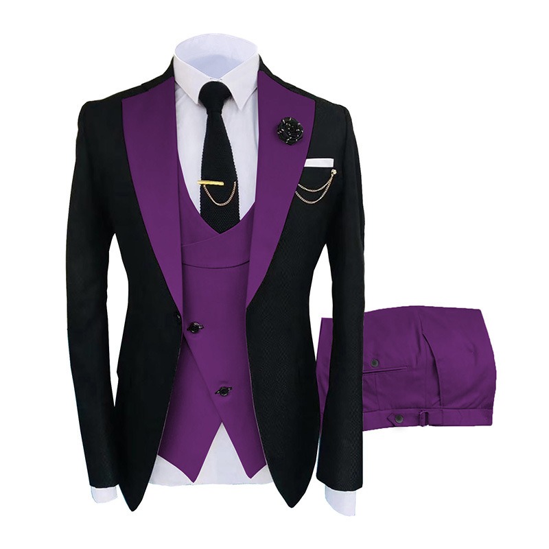 Purple Color-block Suit S8611