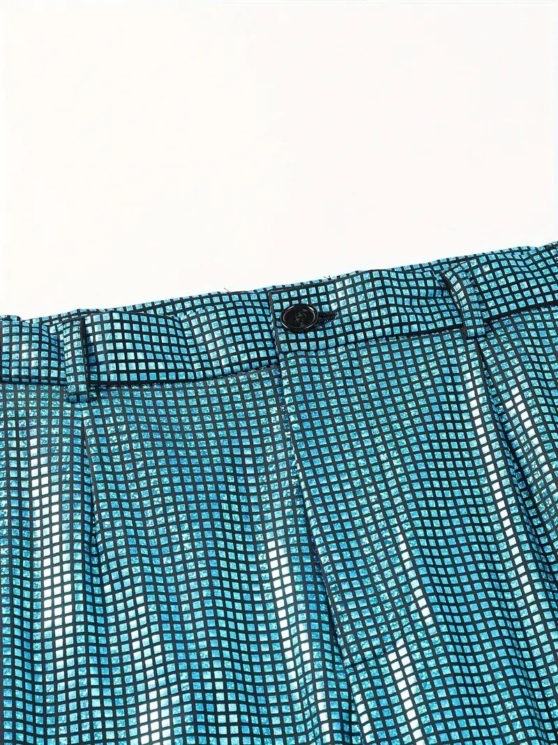 Teal Checked Party Suit S8609