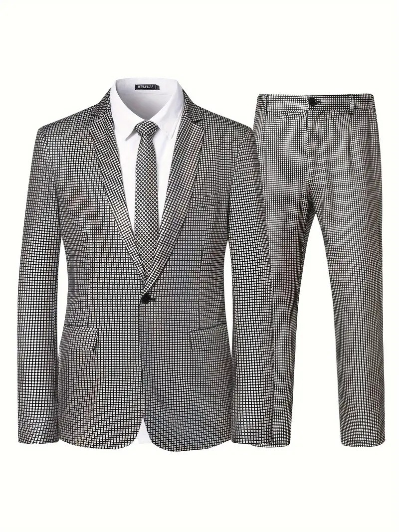 Teal Checked Party Suit S8609