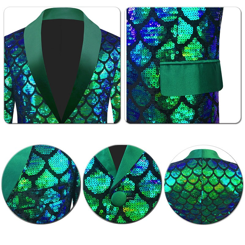 Sequin Gala Velvet Mermaid Scale Tuxedo S8401-DOOHOOB