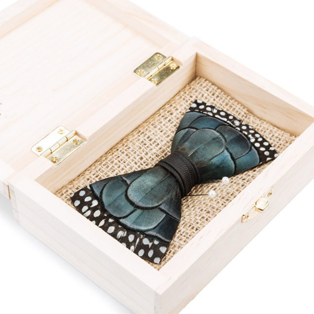 Doohoob Natural Feather Bow Tie T1022-DOOHOOB