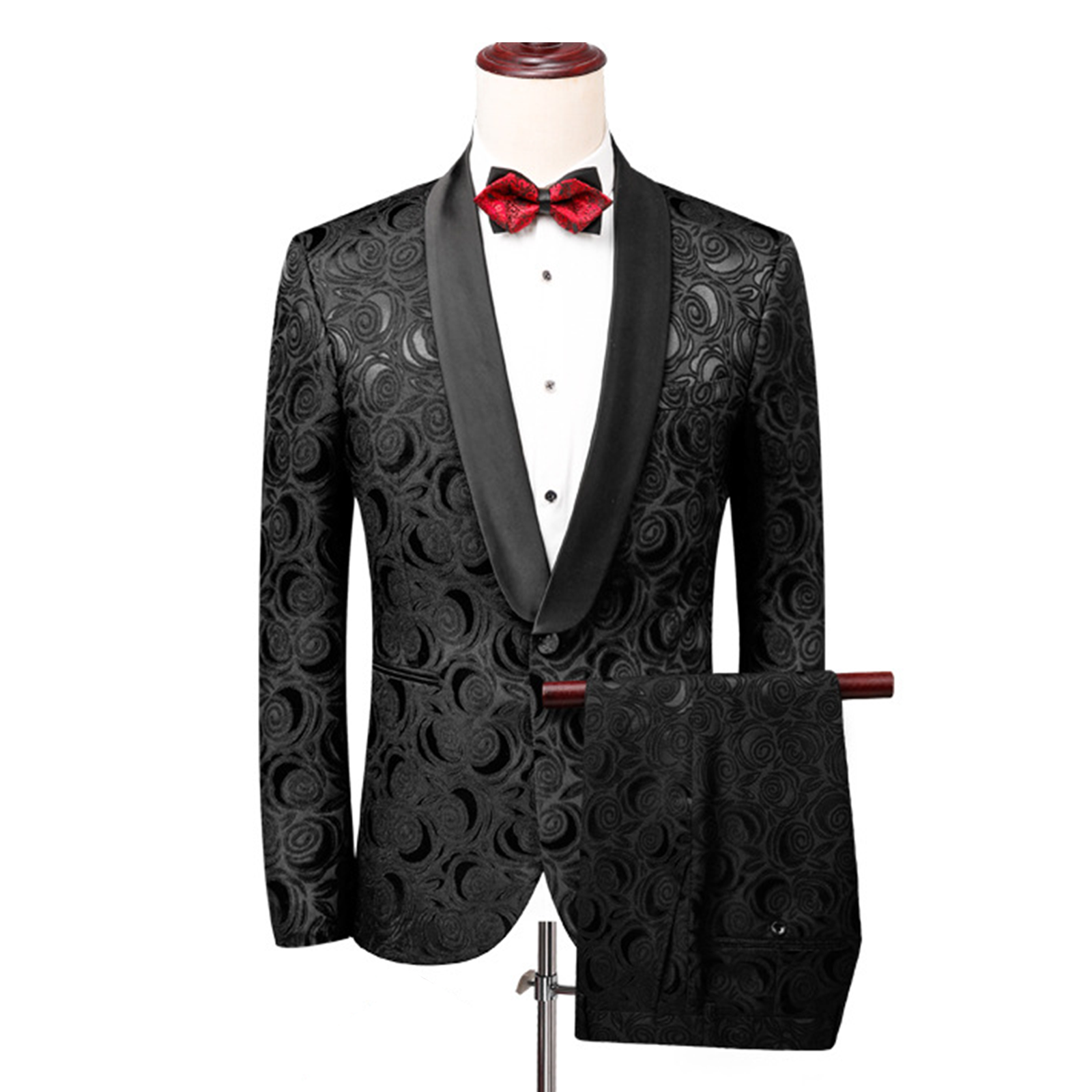 Embossed Black Suit S8158-DOOHOOB