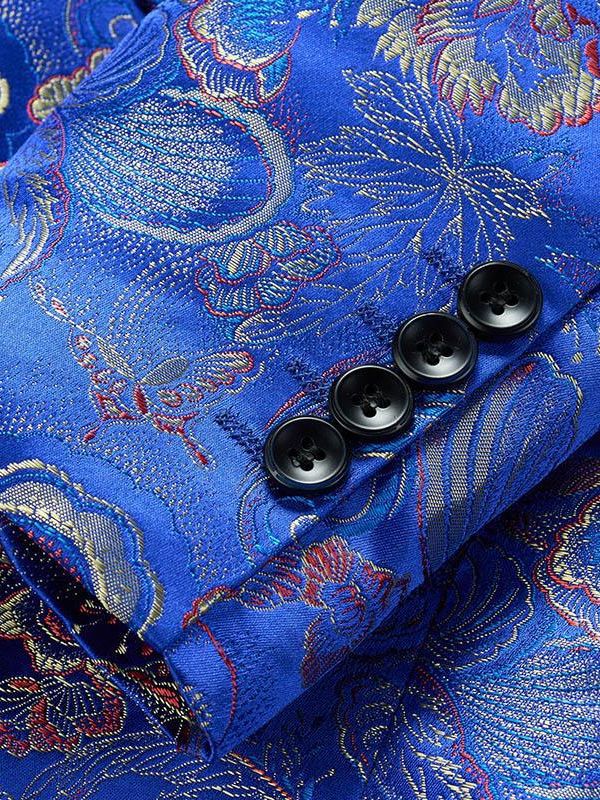 Blue Flower Jacquard Suit S8306-DOOHOOB