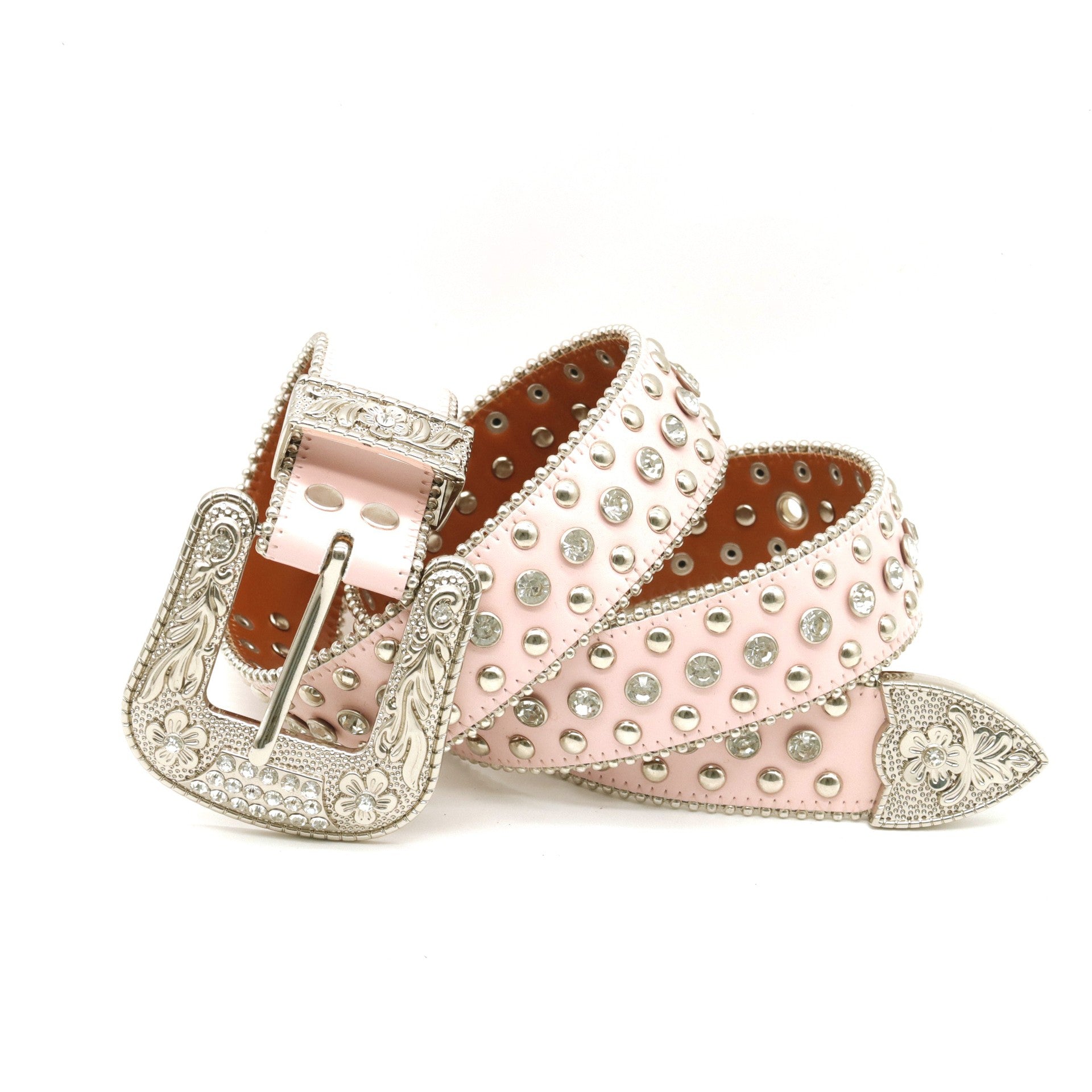 Pink Riveted Rhinestone Belt B4025-DOOHOOB
