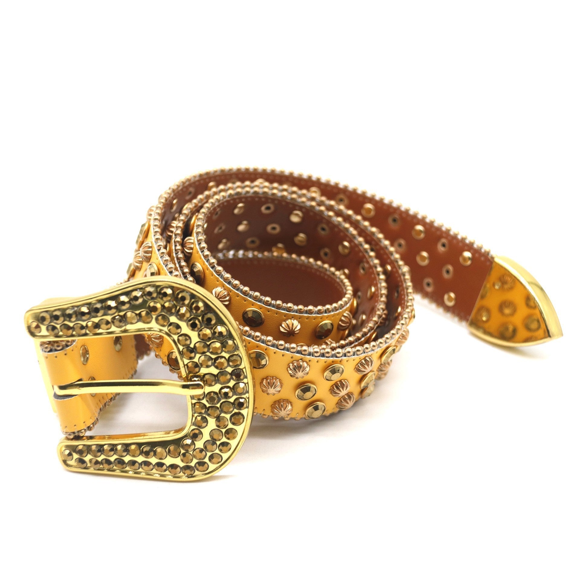 Golden Riveted Rhinestone Belt B4020-DOOHOOB