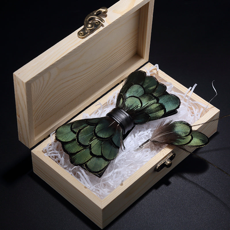 Doohoob Natural Feather Bow Tie T1024-DOOHOOB