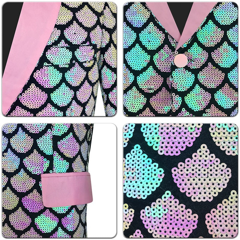 Sequin Gala Velvet Mermaid Scale Tuxedo S8401-DOOHOOB