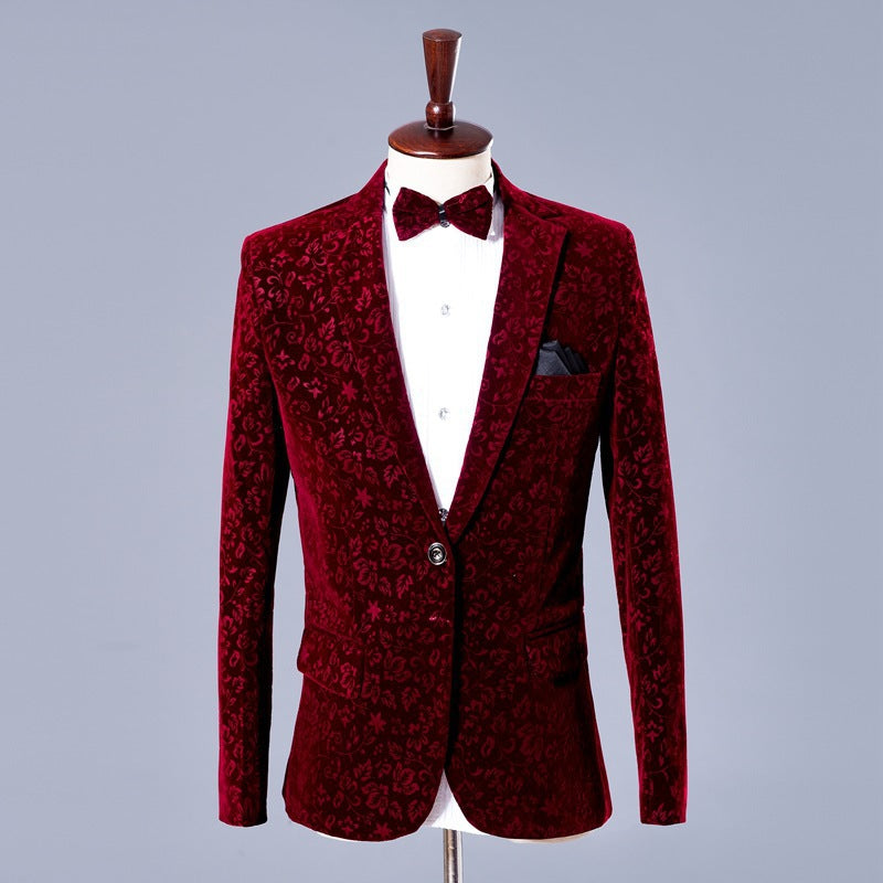Wine Red Hidden Flower Suit S8418-DOOHOOB