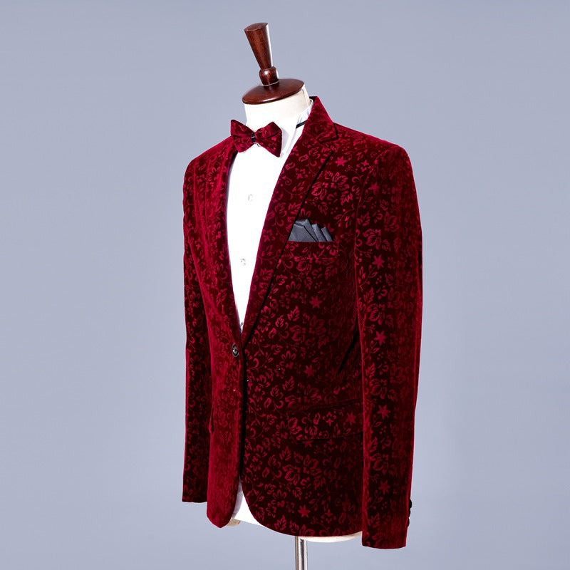 Wine Red Hidden Flower Suit S8418-DOOHOOB