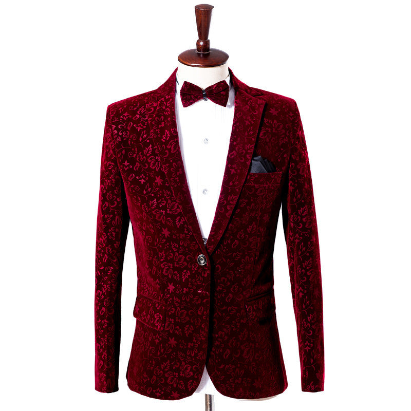 Wine Red Hidden Flower Suit S8418-DOOHOOB