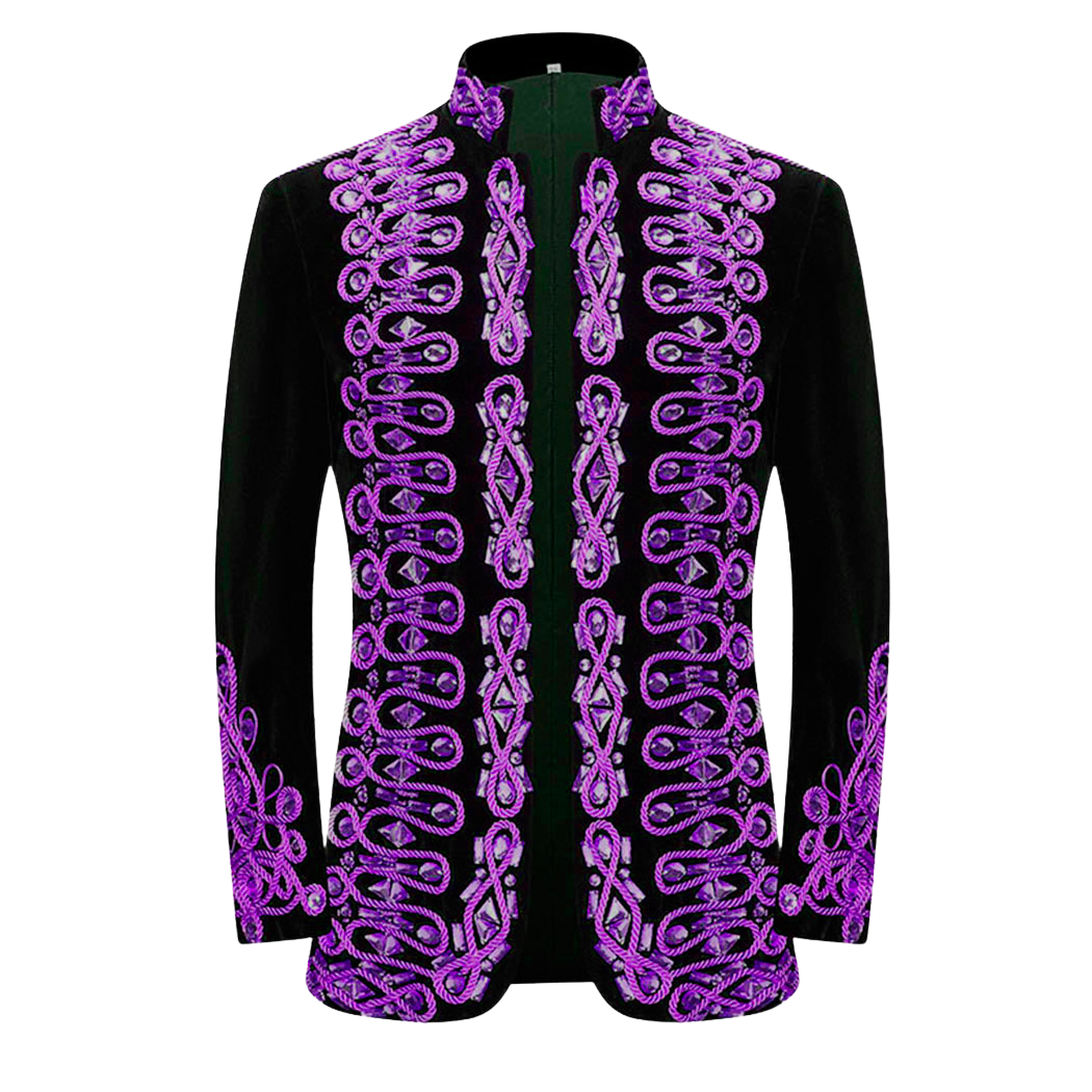 Purple Velvet Band Collar Blazer S8593