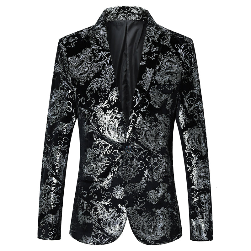 Paisley_Black_Silver_Men_Blazer_S8667_Formal_Business_Special_Events_DOOHOOB