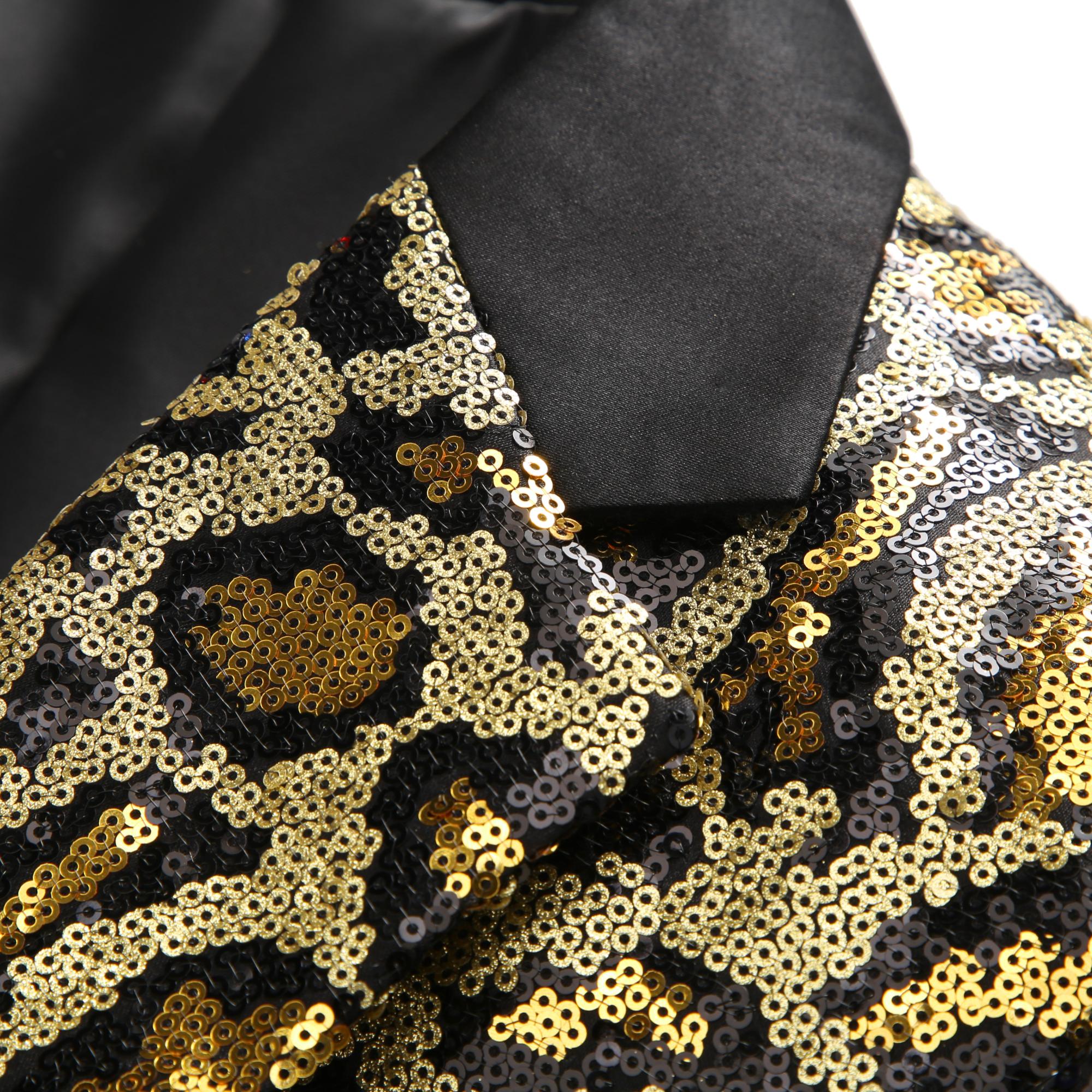 Dazzling Sequined Animal Print Jacket S8697