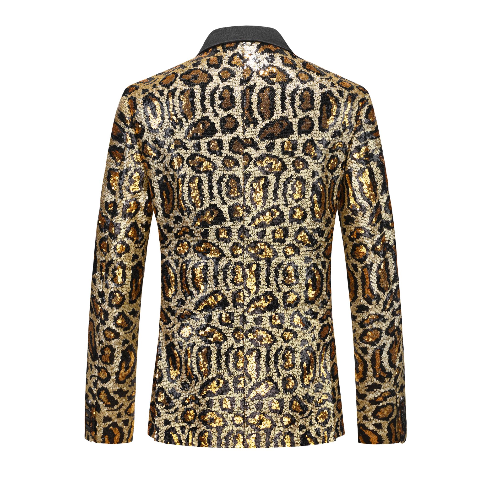 Dazzling Sequined Animal Print Jacket S8697