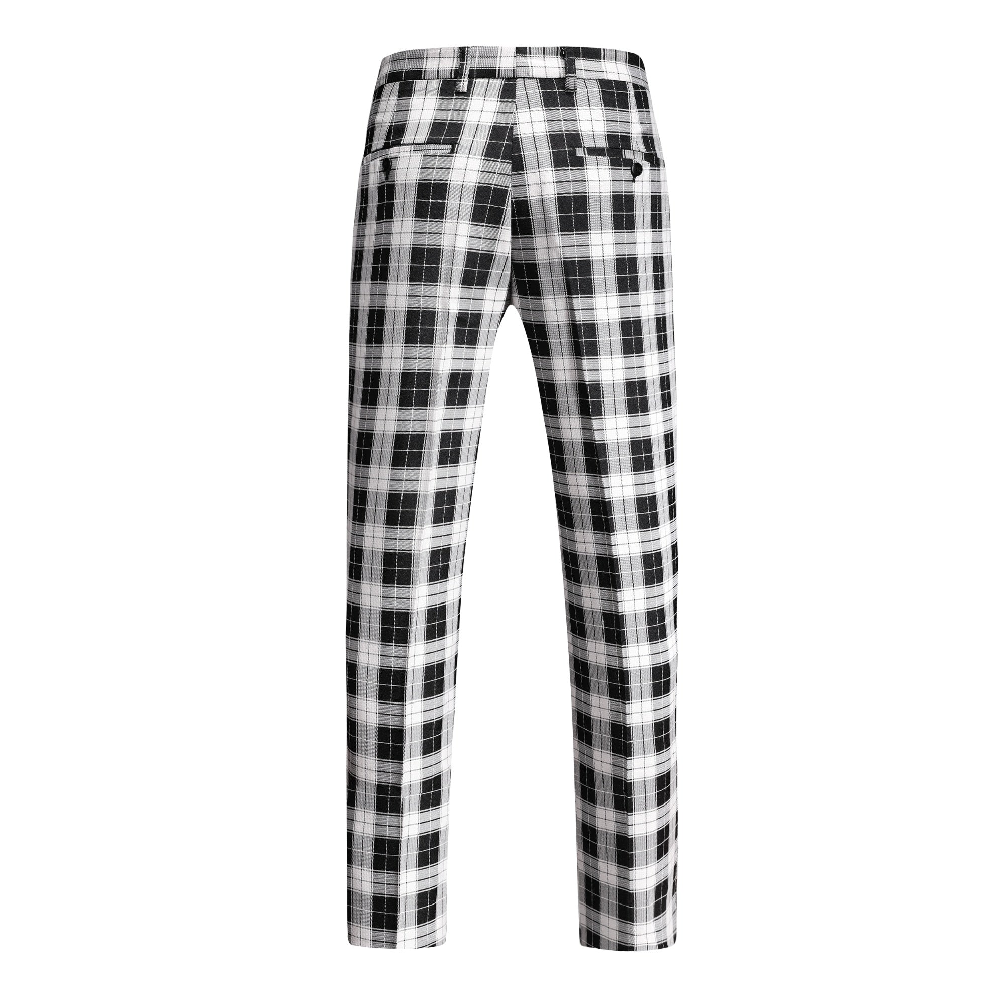 Classic Black White Plaid Suit Trousers S8698