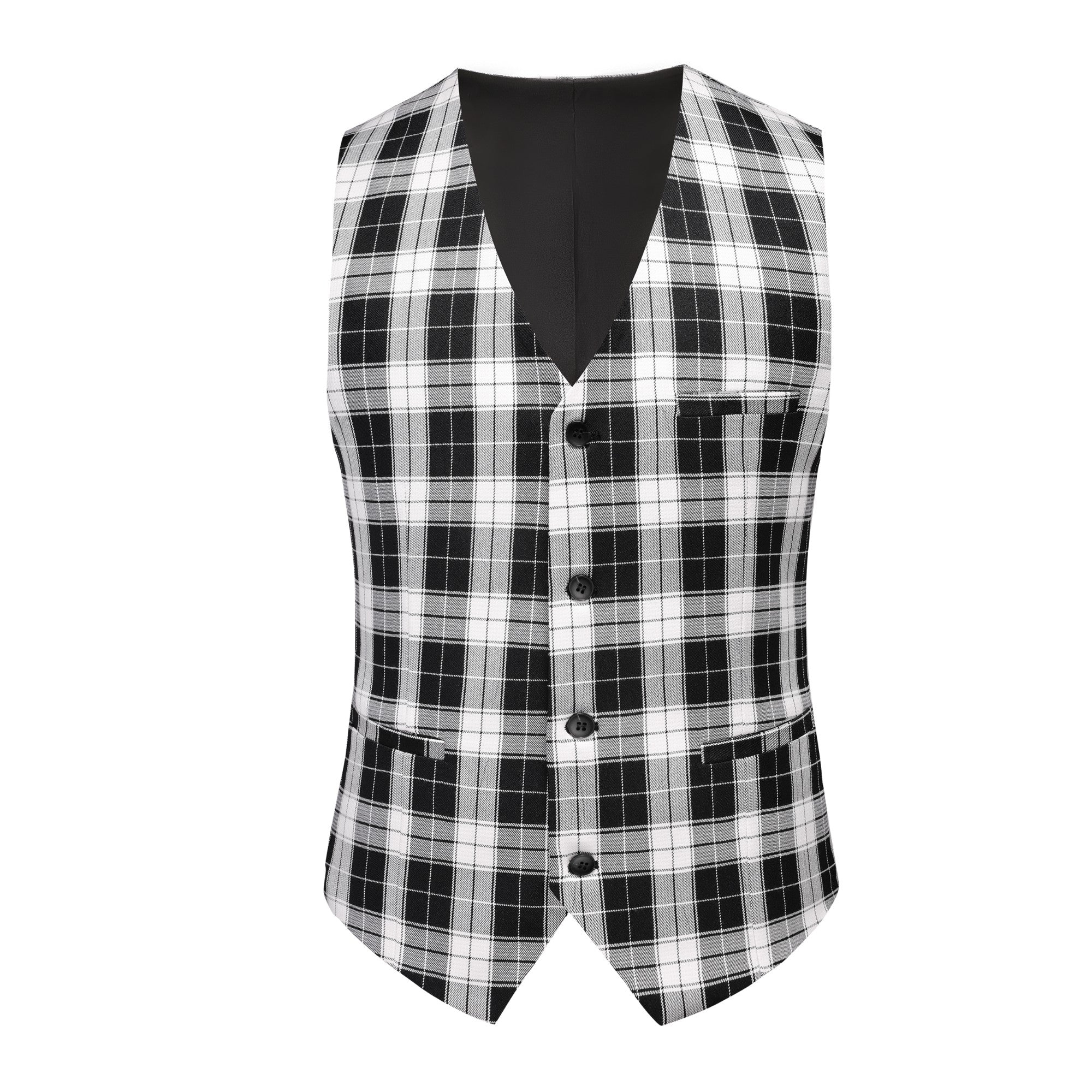 Classic Black White Plaid Suit Trousers S8698