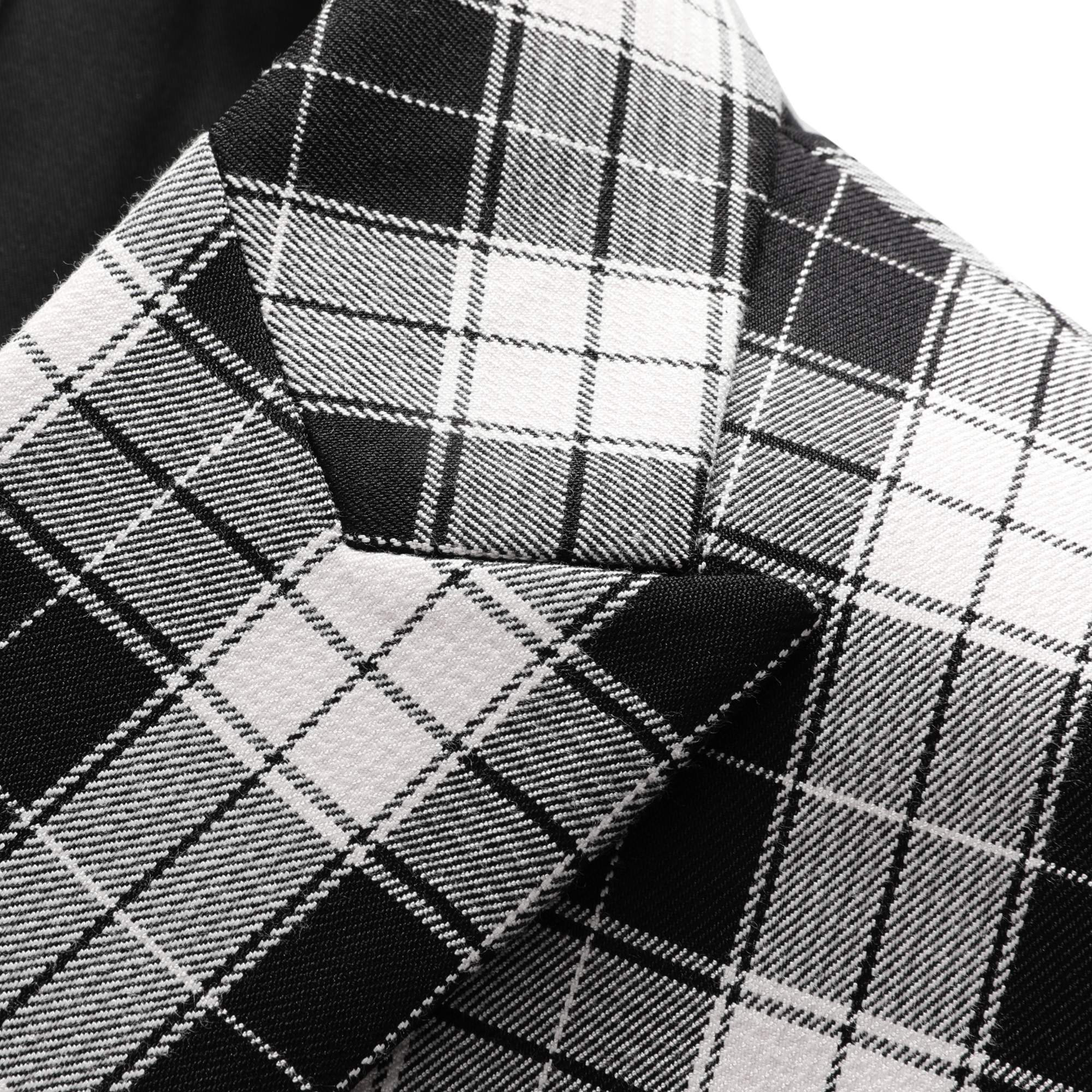 Classic Black White Plaid Suit Trousers S8698