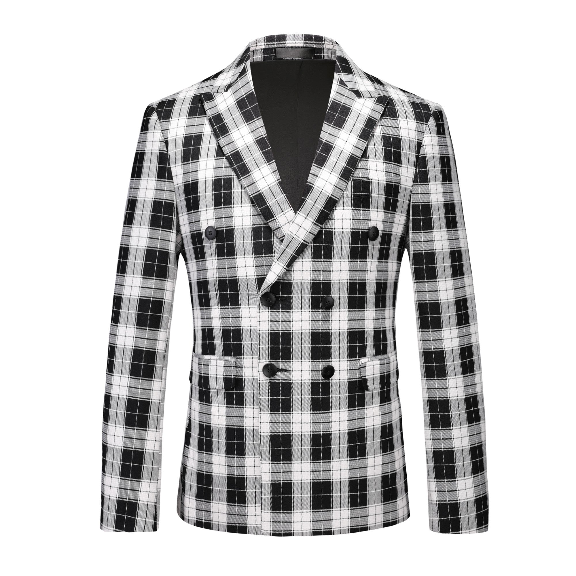 Classic Black White Plaid Suit Trousers S8698