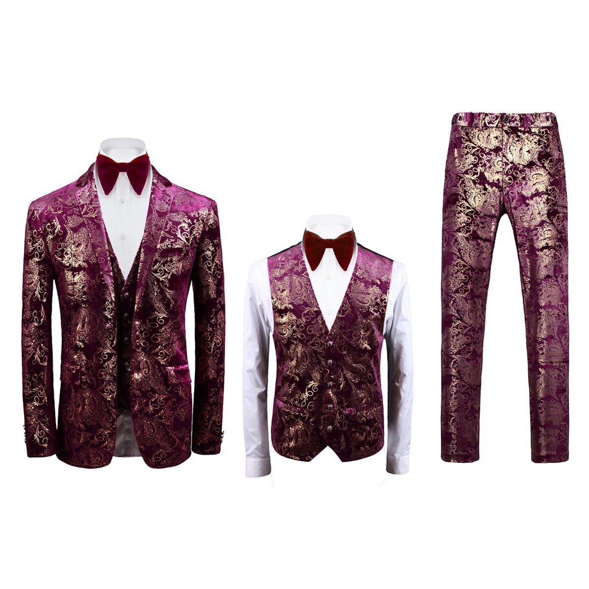 Doohoob Black-Gold Patterned Suit S8619