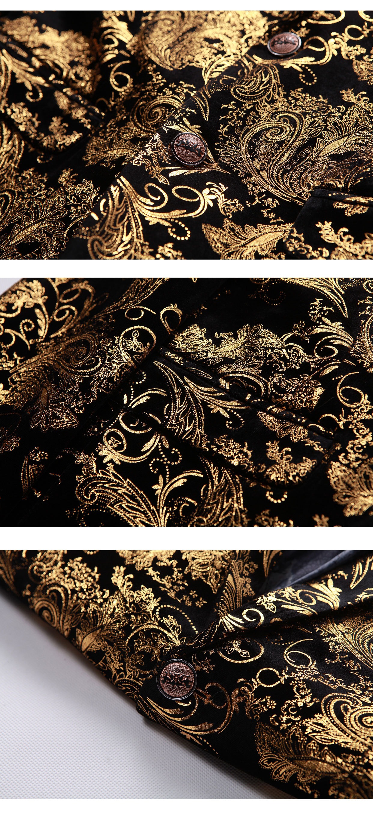 Doohoob Black-Gold Patterned Suit S8619