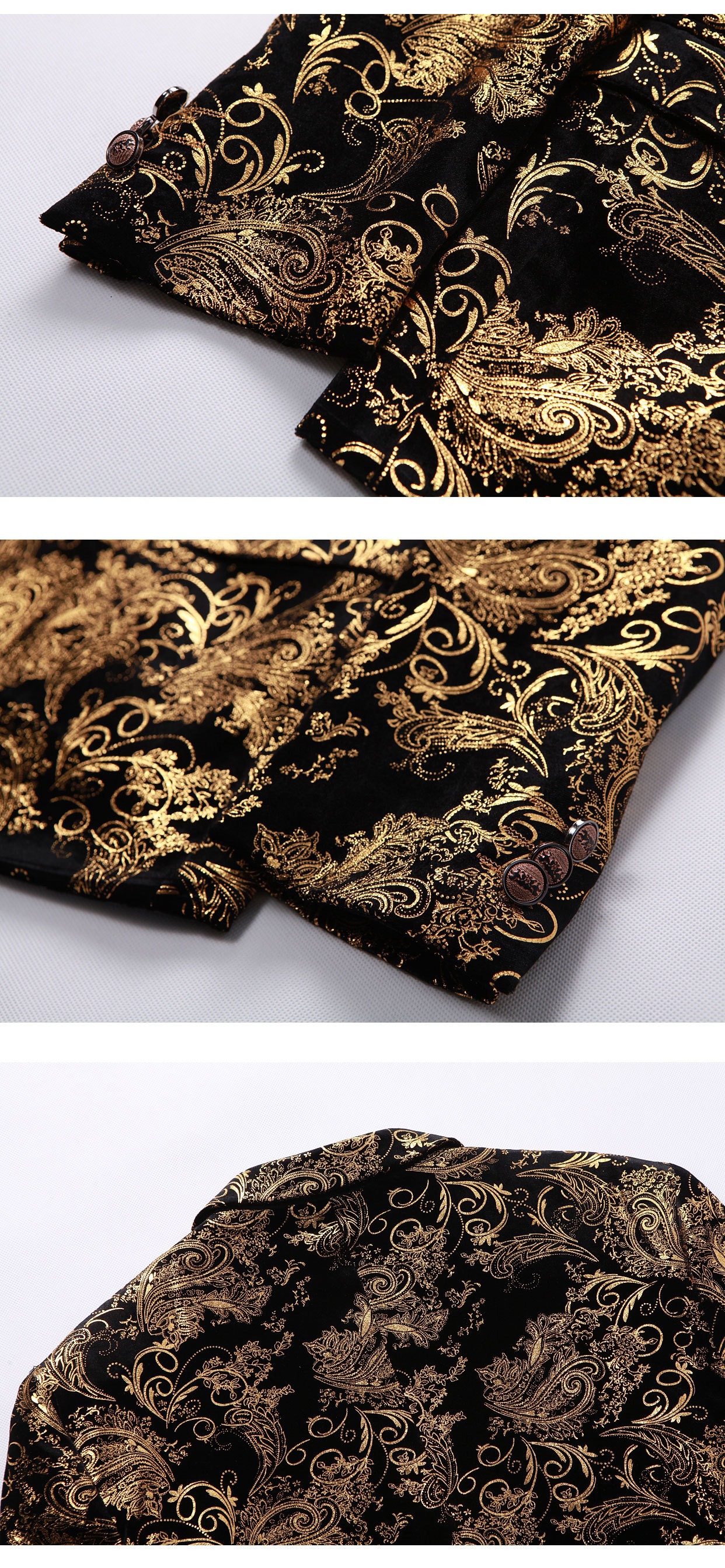 Doohoob Black-Gold Patterned Suit S8619