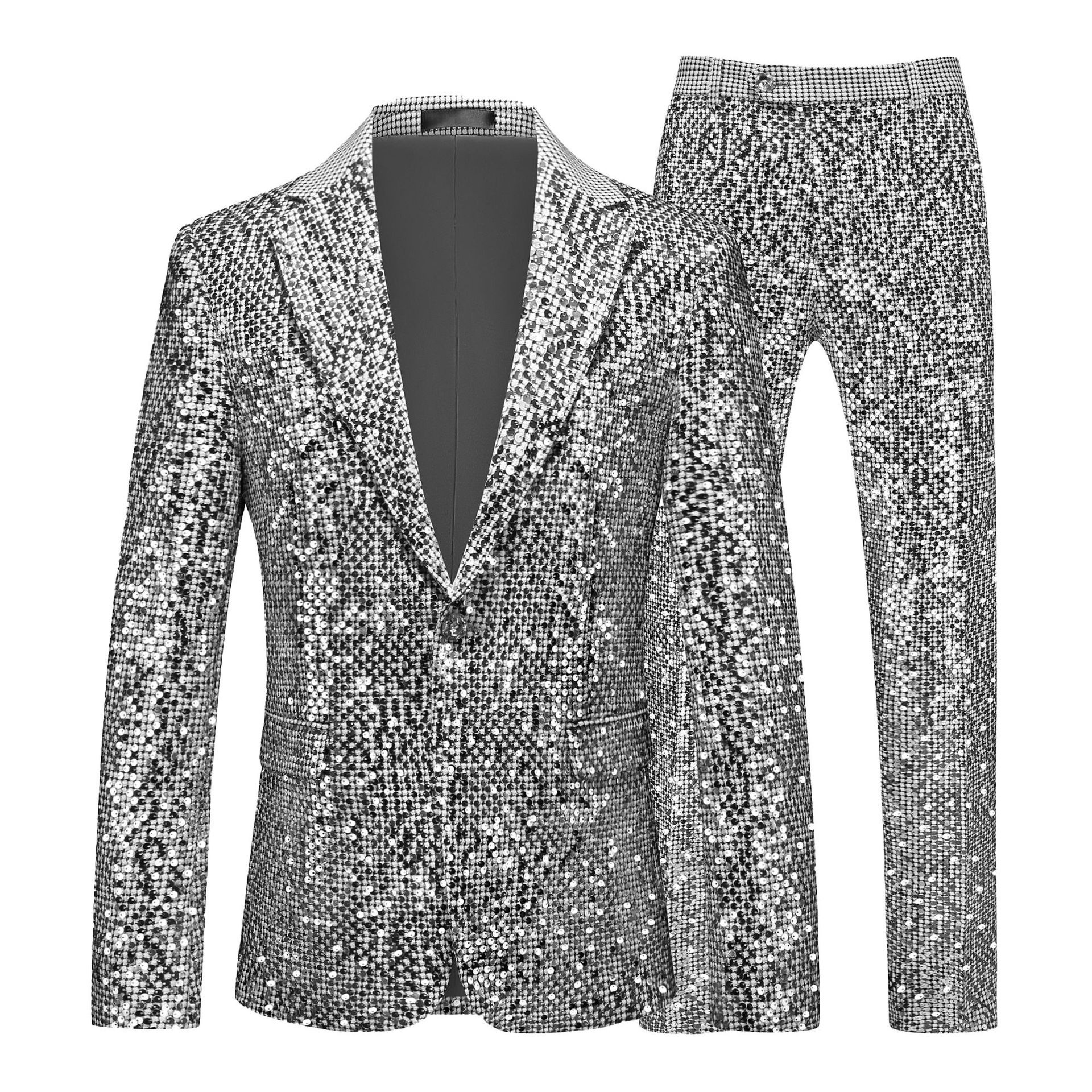 Doohoob Black-White Sequin Suit S8614