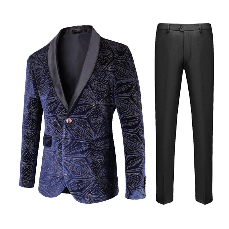 Doohoob Navy Geometric Blazer S8628
