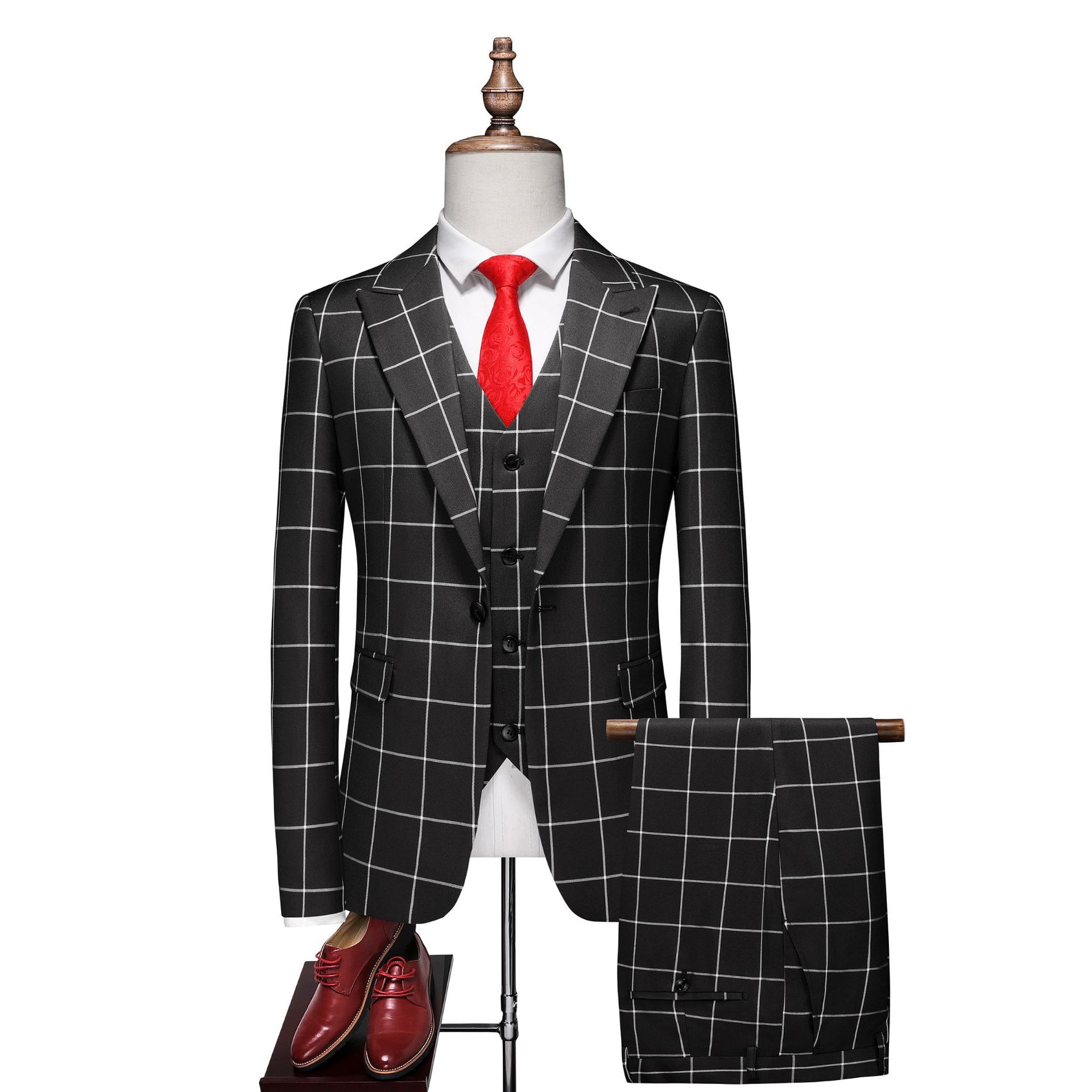 Doohoob Red Checked Suit S8617