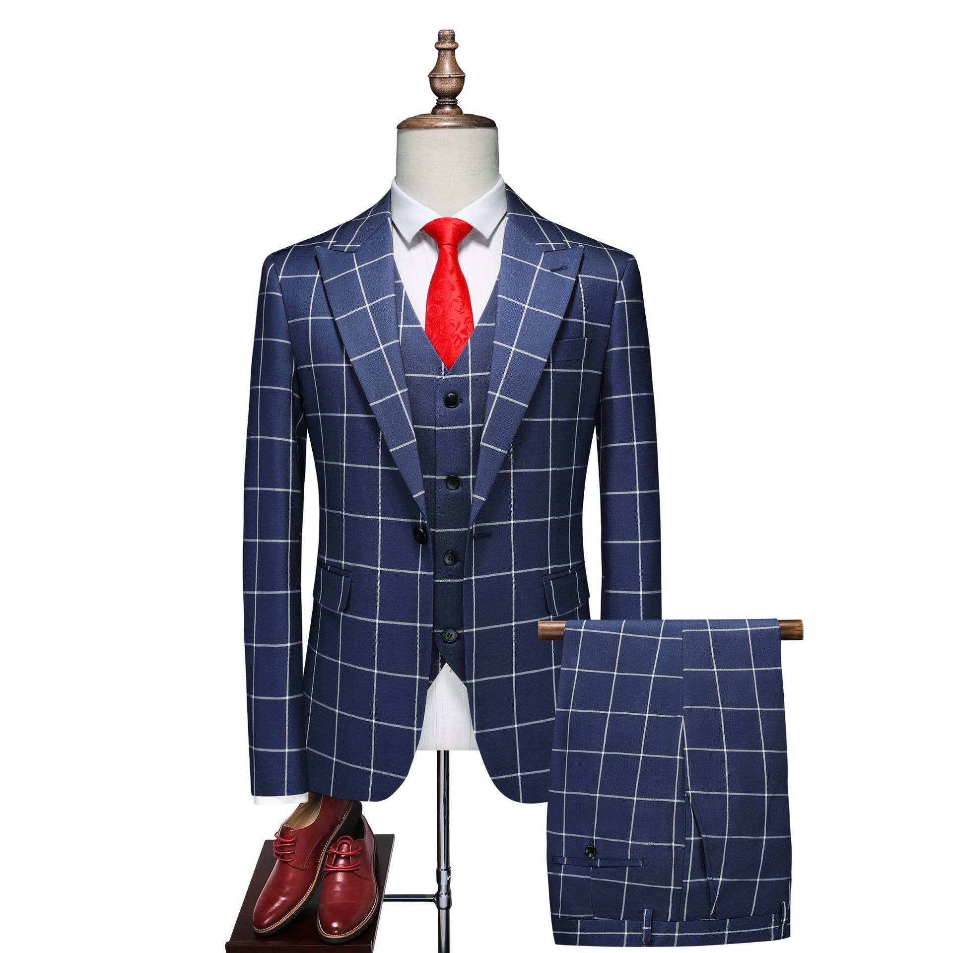 Doohoob Red Checked Suit S8617