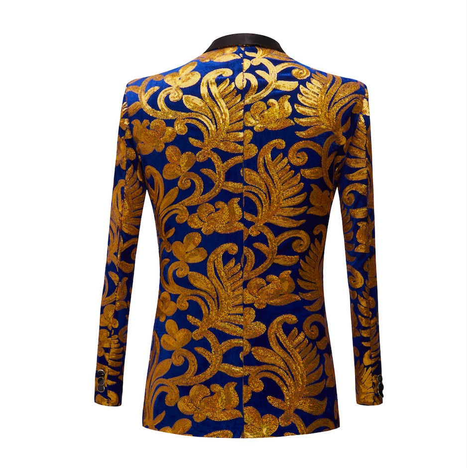 Floral Royal Blue & Gold Sequin Tuxedo M8054-DOOHOOB