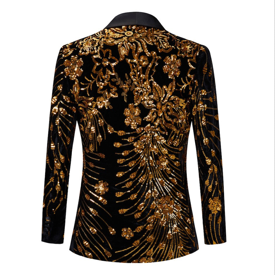 Floral Royal Gold Sequin Tuxedo-2 Piece M8057-DOOHOOB