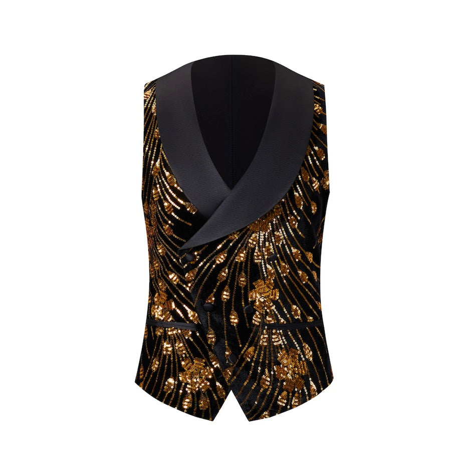 Floral Royal Gold Sequin Tuxedo-2 Piece M8057-DOOHOOB