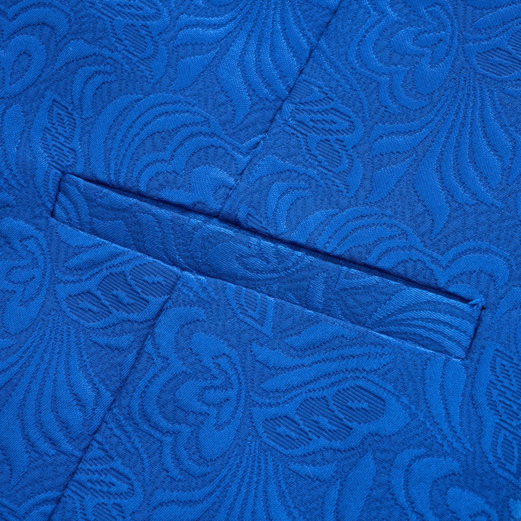 Men's 3-piece jacquard suit with rhinestone shawl lapel, including jacket, vest, and black trousers, available in multiple
